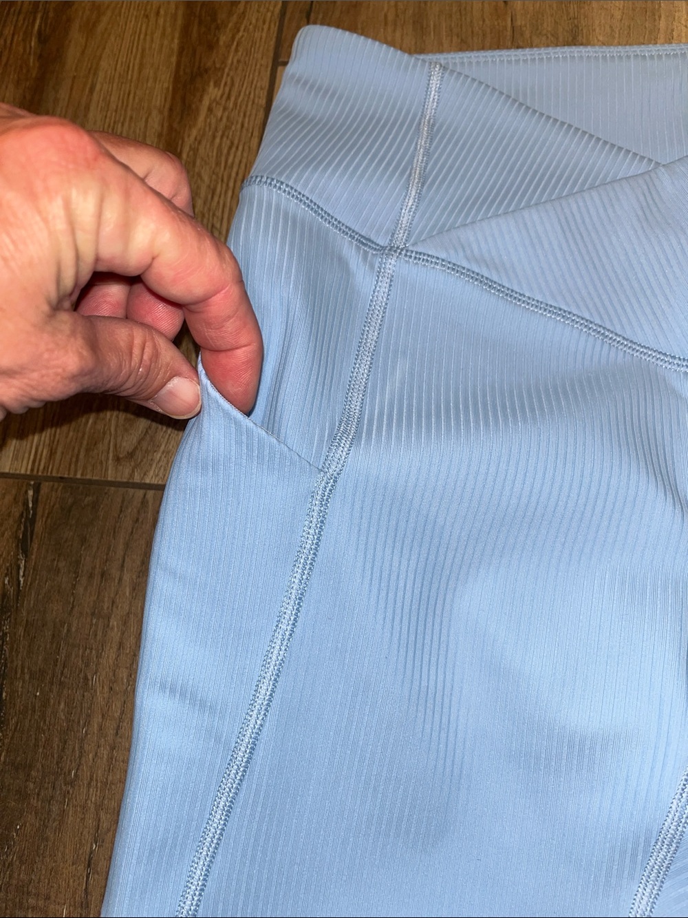 Fabletics Light Blue Ribbed Leggings-Select 1 - Picture 5 of 8
